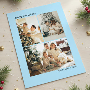 Persoonlijke 4 Familie Foto Collage Ongedierte Kle Feestdagenkaart