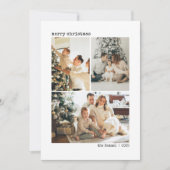 Persoonlijke 4 Familie Foto Collage Wit Feestdagenkaart (Voorkant)