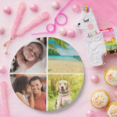 Persoonlijke 4 Foto Collage Aangepast Papieren Bordje (Feest)