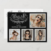 Persoonlijke 4 foto collage afstudeer dankjewel briefkaart (Voorkant / Achterkant)