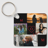 Persoonlijke 4-foto collage Moeder Monogram Sleutelhanger (Voorkant)