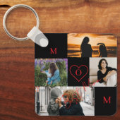 Persoonlijke 4-foto collage Moeder Monogram Sleutelhanger (Voorkant)
