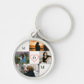 Persoonlijke 4-foto collage Moeder monogram Sleutelhanger (Voorkant)