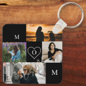 Persoonlijke 4-foto collage Moeder monogram Sleutelhanger (Achterkant)