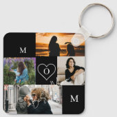 Persoonlijke 4-foto collage Moeder monogram Sleutelhanger (Achterkant)