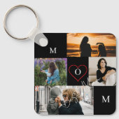 Persoonlijke 4-foto collage Moeder Monogram Sleutelhanger (Voorkant)