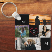 Persoonlijke 4-foto collage Moeder Monogram Sleutelhanger (Voorkant)