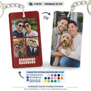 Persoonlijke 4 foto collage op maat samen Brgdy Sleutelhanger