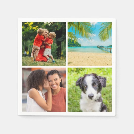 Persoonlijke 4 foto collage servet (Voorkant)