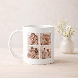 Persoonlijke 4 Foto Naam en Datum Herinnering Koffiemok