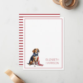 Persoonlijke 4 juli Patriottische Hound Dog Notitiekaartje