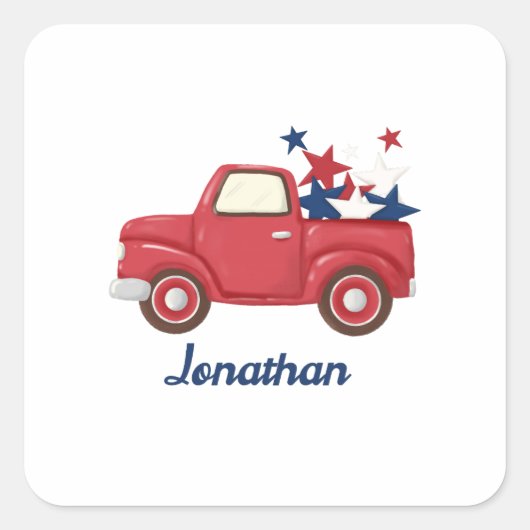 Persoonlijke 4 juli pick-upstickers vierkante sticker (Voorkant)
