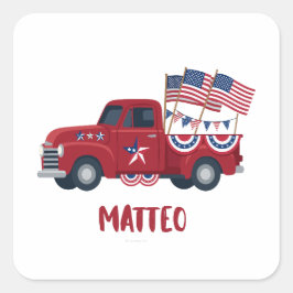 Persoonlijke 4 juli pick-uptruckstickers vierkante sticker