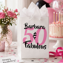 Persoonlijke 50 en Fabulous Verjaardagscadeautas Medium Cadeauzakje