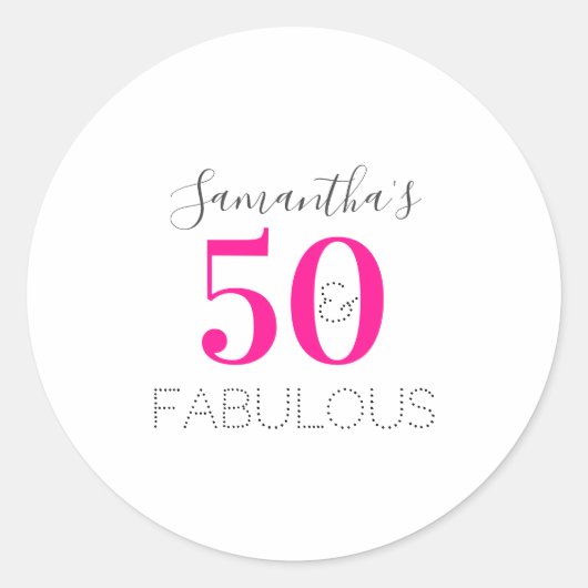 Persoonlijke 50 en fantastisch Lichtroze Verjaarda Ronde Sticker (Voorkant)