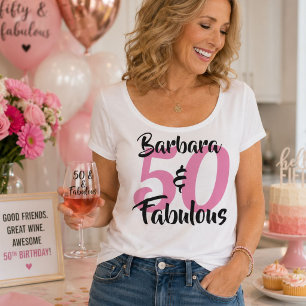 Persoonlijke 50 & Fabulous Witte Verjaardag T-shir Grote Maat T-shirt