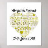 Persoonlijke 50e bruiloft Jubileum Word Art Poster (Voorkant)