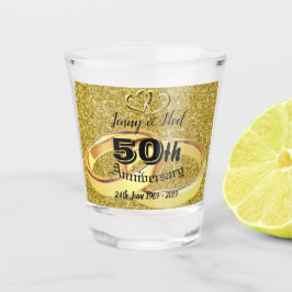Persoonlijke 50e gouden huwelijksverjaardag shot glas