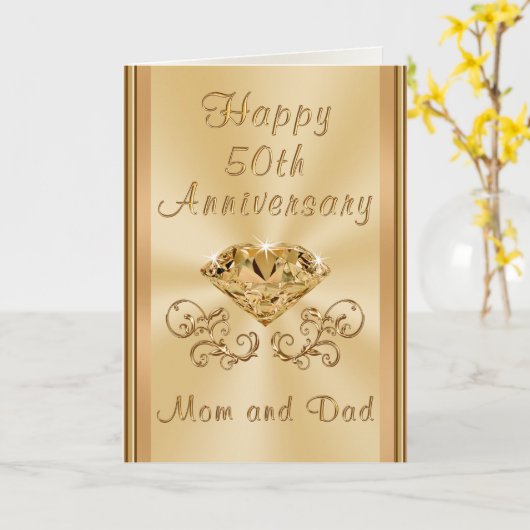 Persoonlijke 50e Jubileum Kaart voor ouders (Gele Bloem)