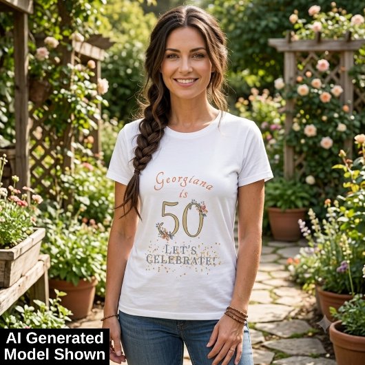 Persoonlijke 50e verjaardag Boho herfstbladeren T-shirt