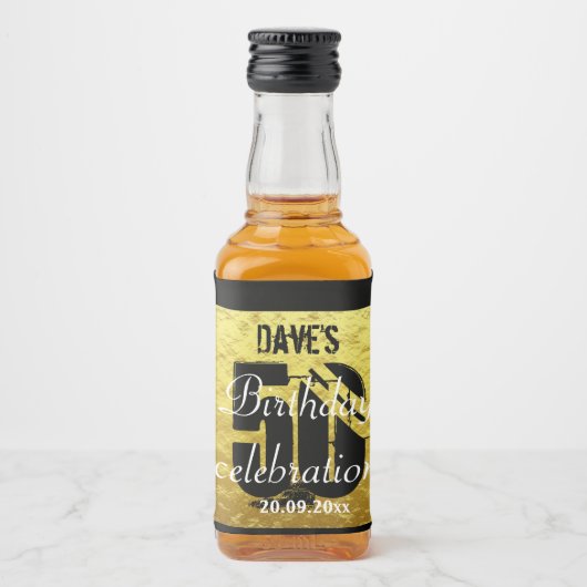 Persoonlijke 50e verjaardag Mini Liquor Favor Likeurfles Etiket (Voorkant)