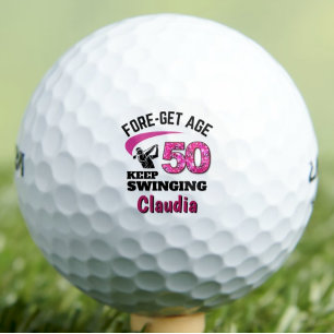 Persoonlijke 50e verjaardag – Roze Fore-get Age 50 Golfballen