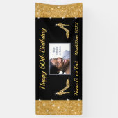 Persoonlijke, 50ste verjaardag banner met FOTO (Verticaal)