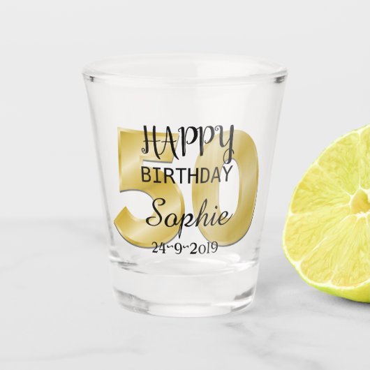 Persoonlijke 50ste verjaardag shot glas (Voorkant)