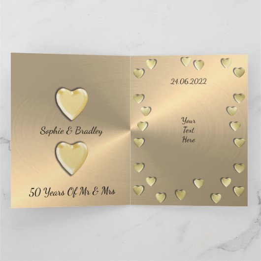 Persoonlijke 50th Wedding Jubileum Kaart vrouw (Binnen)