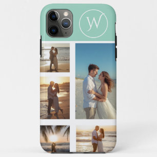 Persoonlijke 5 foto-collage op teal Case-Mate iPhone case