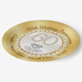 Persoonlijke 60e Jubileum papieren Borden, Papieren Bordje (Gekanteld)