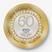 Persoonlijke 60e Jubileum papieren Borden, Papieren Bordje (Voorkant)