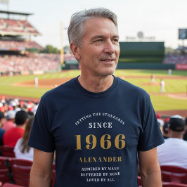Persoonlijke 60e verjaardag 1966 Naam Blauw Goud T-shirt
