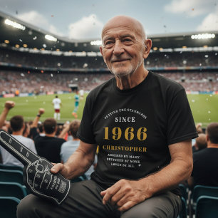 Persoonlijke 60e verjaardag 1966 naam zwart goud t-shirt