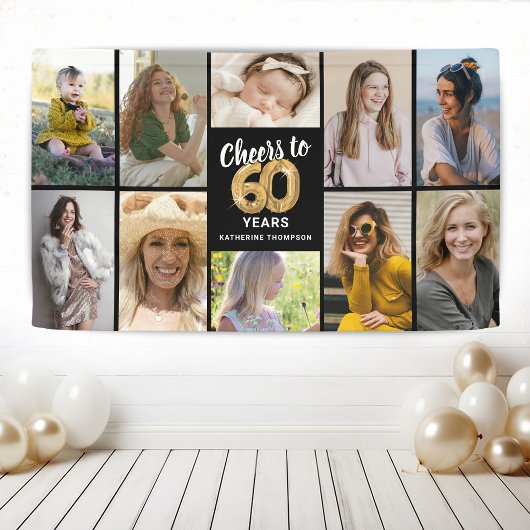 Persoonlijke 60e verjaardag foto collage banner