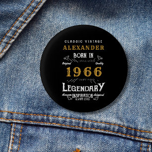 Persoonlijke 60e verjaardag Geboren 1966 Vintage Z Ronde Button 3,2 Cm