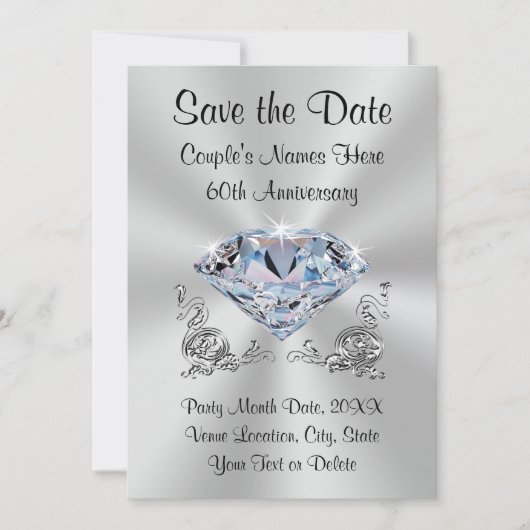 Persoonlijke 60e verjaardag Save the Date-kaarten Date (Voorkant)