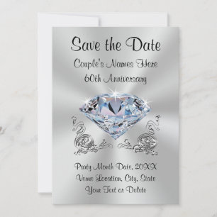 Persoonlijke 60e verjaardag Save the Date-kaarten Date