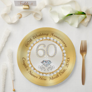 Persoonlijke, 60ste verjaardag Papieren Borden, Bordje