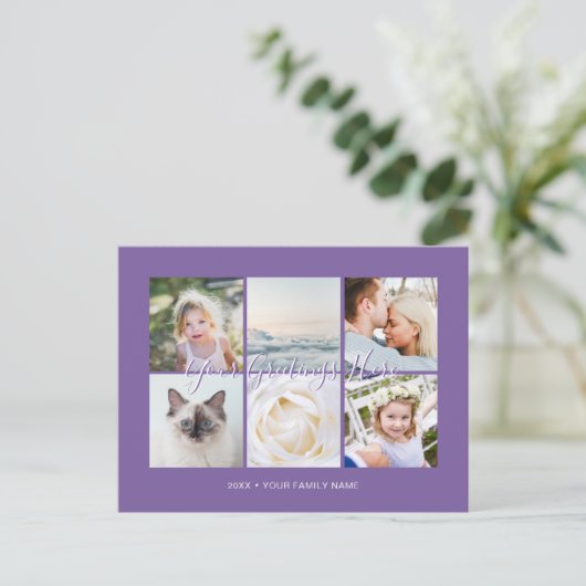 Persoonlijke 6 foto's Universele Groeten Ansichtka Briefkaart (Staand voorkant)