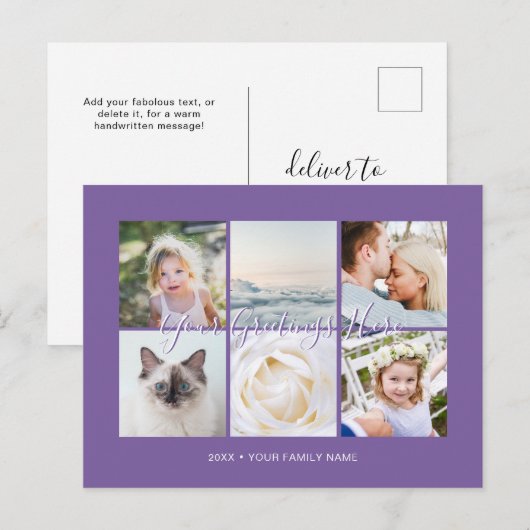 Persoonlijke 6 foto's Universele Groeten Ansichtka Briefkaart (Voorkant / Achterkant)