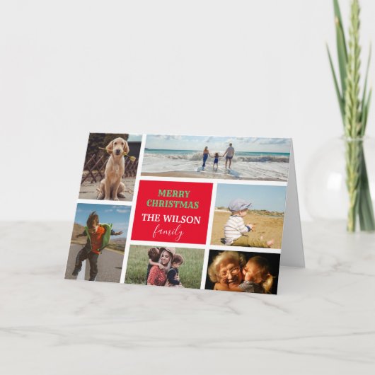 Persoonlijke 6-fotoserie Collage Kerstmis Feestdagen Kaart (Voorkant)