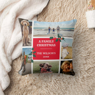 Persoonlijke 6-fotoserie Collage Kerstmis Kussen