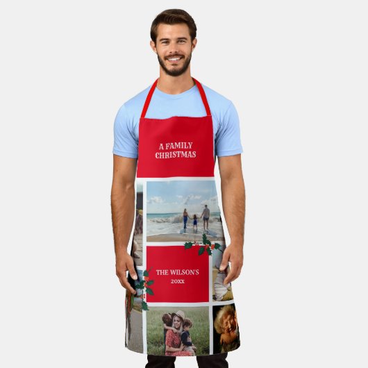 Persoonlijke 6-fotoserie Collage Kerstmis Schort (Gedragen)