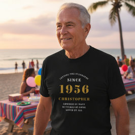 Persoonlijke 70e verjaardag 1956 naam zwart goud t-shirt