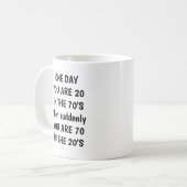 Persoonlijke 70e verjaardag mok met eigen naam & j (Voorkant links)