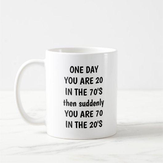 Persoonlijke 70e verjaardag mok met eigen naam & j (Links)
