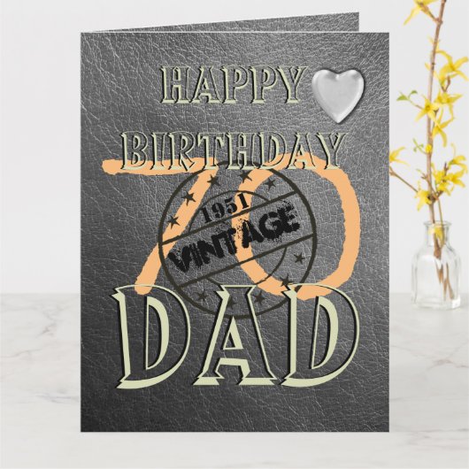 Persoonlijke 70e verjaardagskaart voor vader kaart (Gele Bloem)