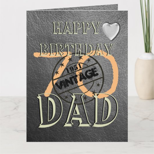 Persoonlijke 70e verjaardagskaart voor vader kaart (Voorkant)