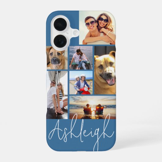 Persoonlijke 7 foto collage aangepaste kleuren iPhone 16 hoesje (Achterkant)